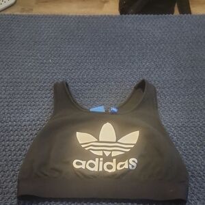 Adidas Black and White Logo Sports Bra